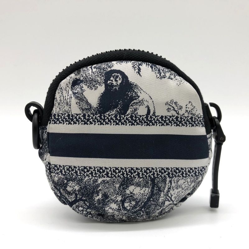 Christian DIOR Toile De Jouy Coin Case White/blue Taiga - Tiger Fabric Women's