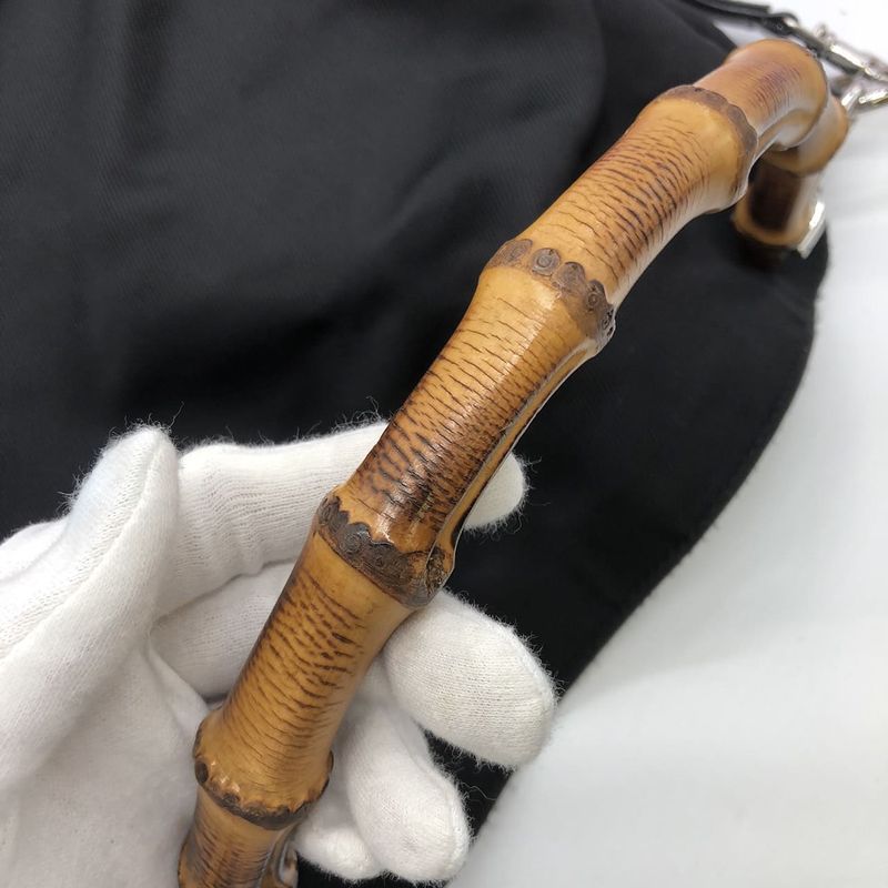 Gucci Handbag Shoulder Bag 2way Bamboo Nylon Black Ladies Men's Old Gucci