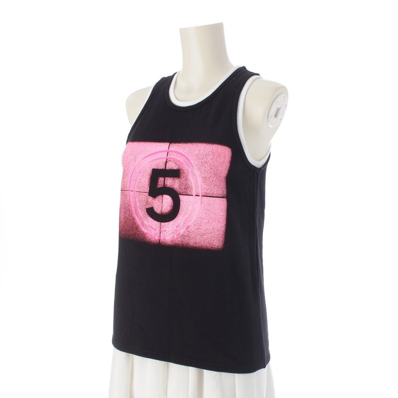 Chanel Cotton No5 Tank Top Sleeveless Top P70680 Black 34