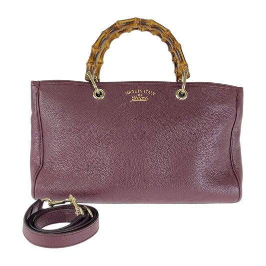 Gucci Bamboo Wine Red Bordeaux Gold Hardware Leather 323660 Handbag Shoulder