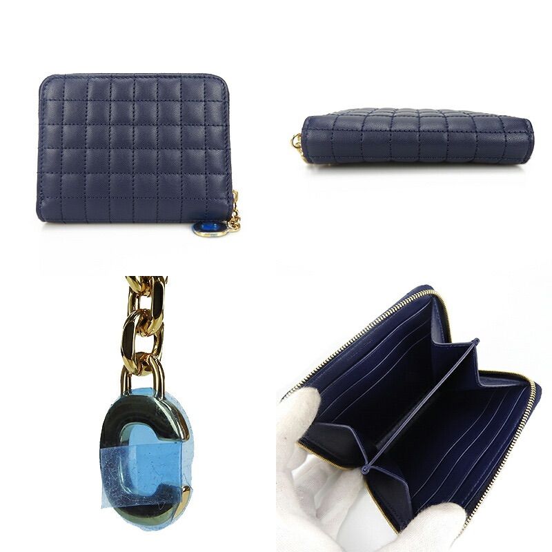 Celine 10b663bfl.07bf Compact Zipped Wallet Ccharm Calfskin Dark Blue Navy Dark