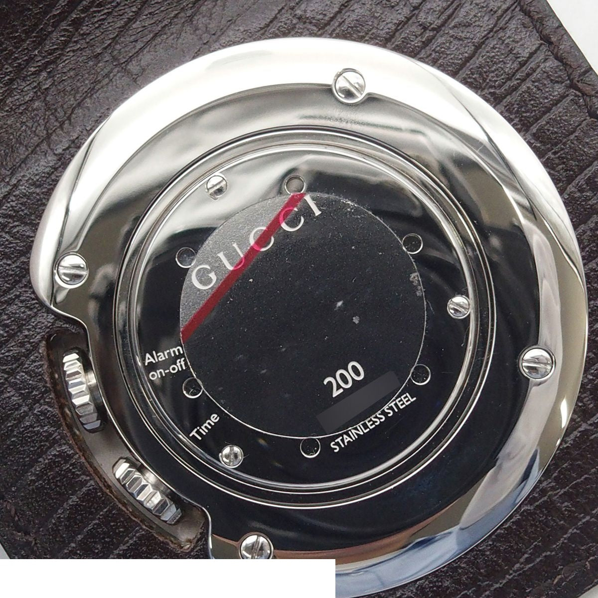 Gucci Travel Lock Table Clock Black Stainless Steel GG Canvas Box Quartz Watch — view 4