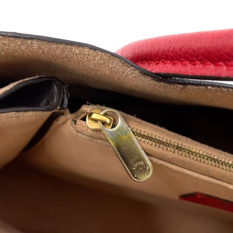 Louis Vuitton Flandrin Monogram Threes Leather X PVC Brown X Red Tote Bag Gold