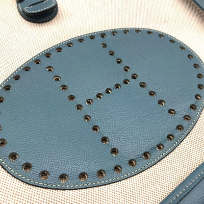 Hermes Evelyne I Toile Blue Jean Shikaku Shoulder Bag Gold — view 10