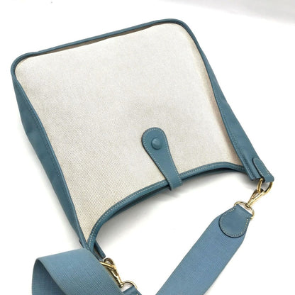 Hermes Evelyne I Toile Blue Jean Shikaku Shoulder Bag Gold — view 2