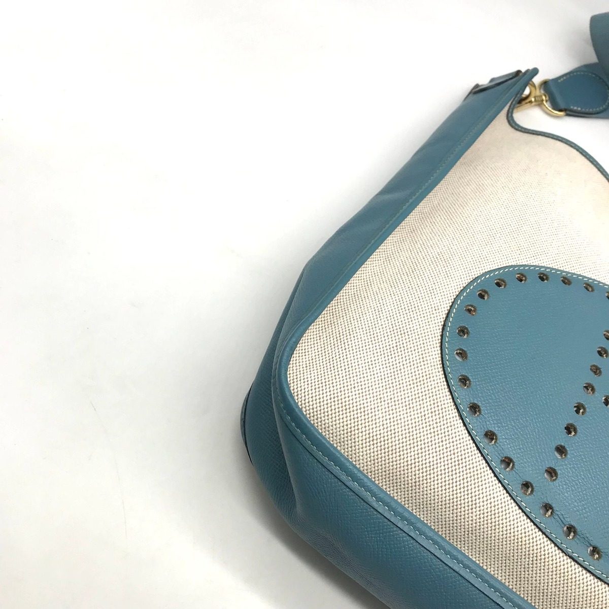 Hermes Evelyne I Toile Blue Jean Shikaku Shoulder Bag Gold — view 4
