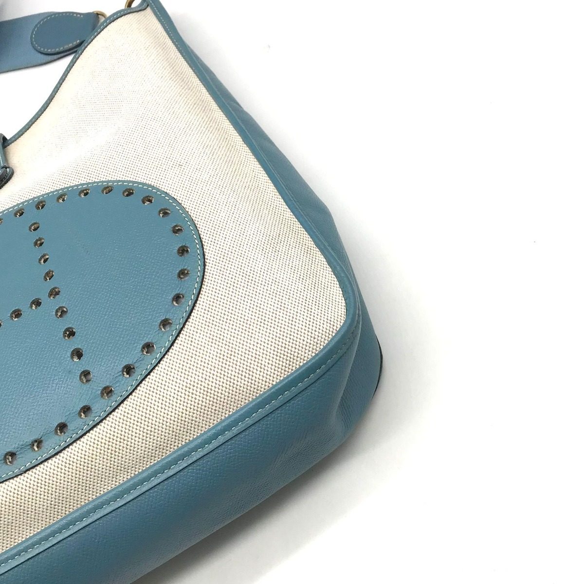 Hermes Evelyne I Toile Blue Jean Shikaku Shoulder Bag Gold — view 5