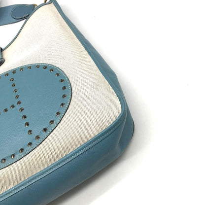 Hermes Evelyne I Toile Blue Jean Shikaku Shoulder Bag Gold — view 5