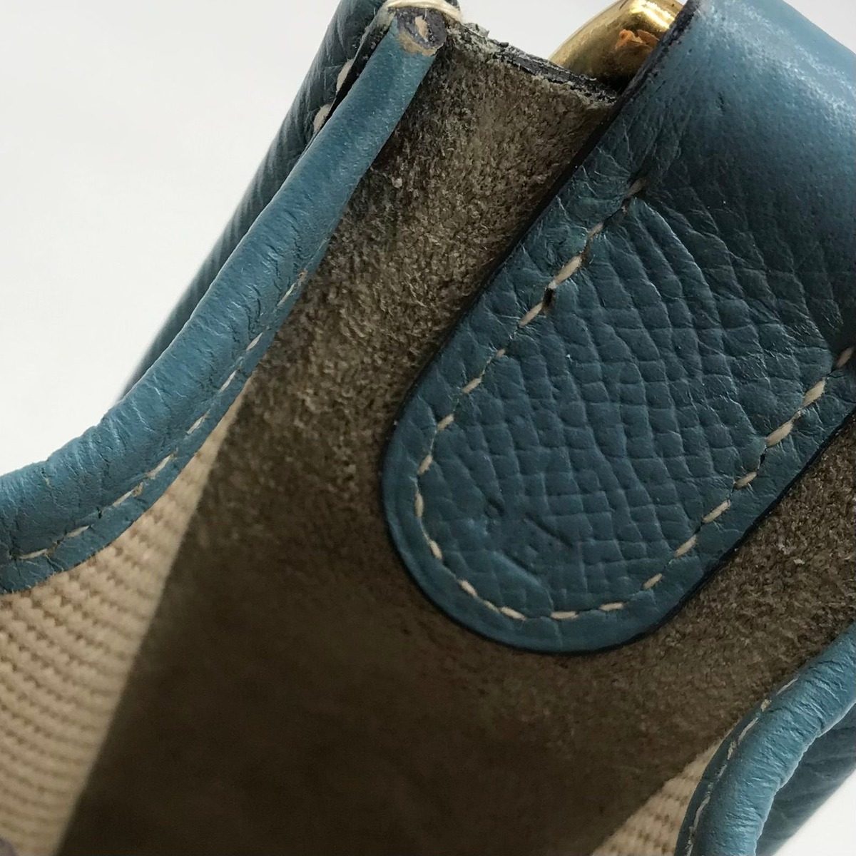 Hermes Evelyne I Toile Blue Jean Shikaku Shoulder Bag Gold — view 9