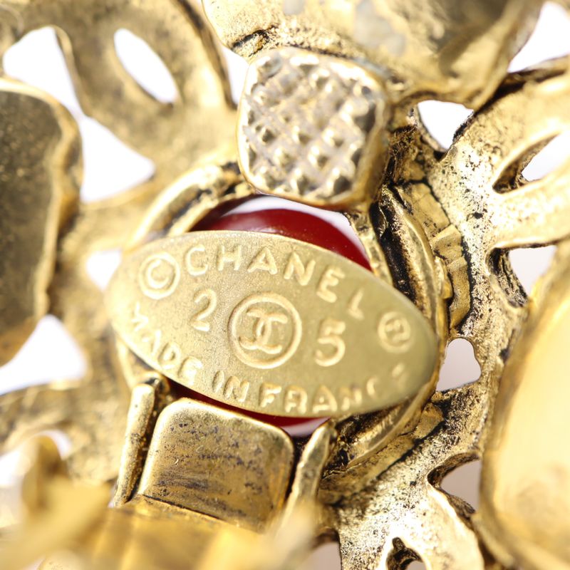 Chanel Earring Gripore Vintage Accessory Red Ladies K604