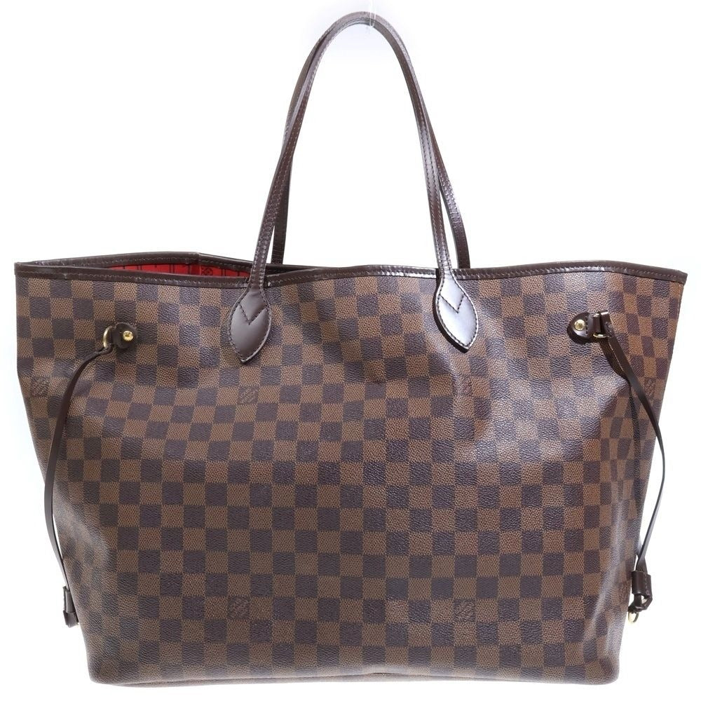 Louis Vuitton Damier Neverfull GM Tote Brown Leather Gold