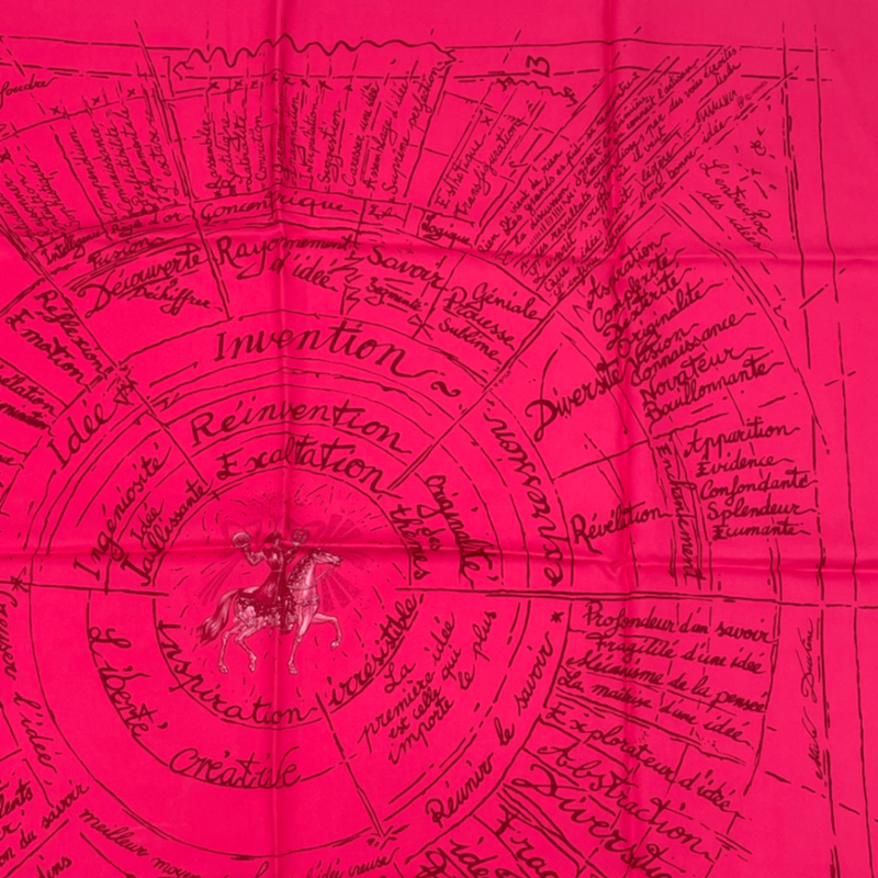 Hermes Carre 90 Dea's Birth Silk Scarf Pink