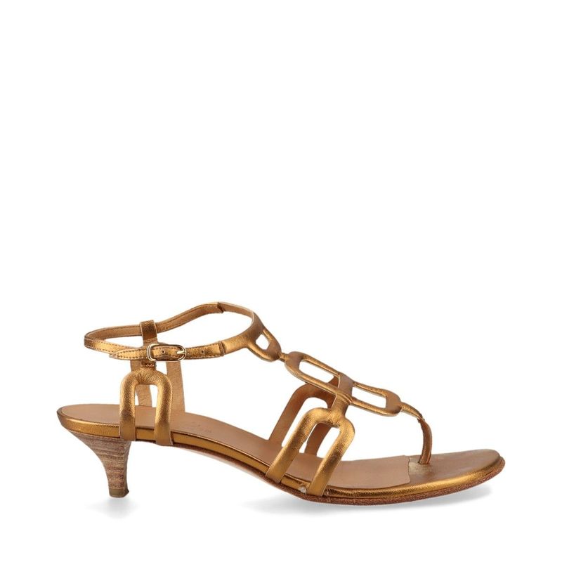 Hermes Leather Belt Sandals Women's 36 Gold Made In Italy