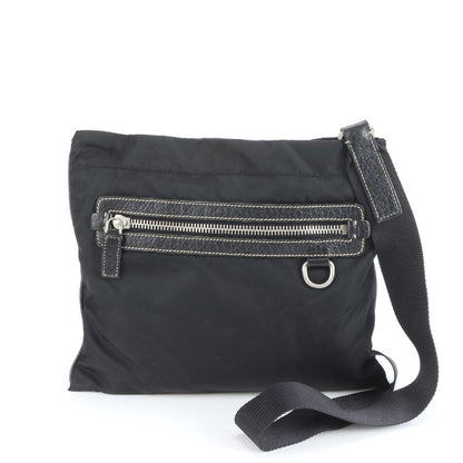 Prada Tessuto Nylon Triangle Logo Leather X Nylon Shoulder Bag Crossbody