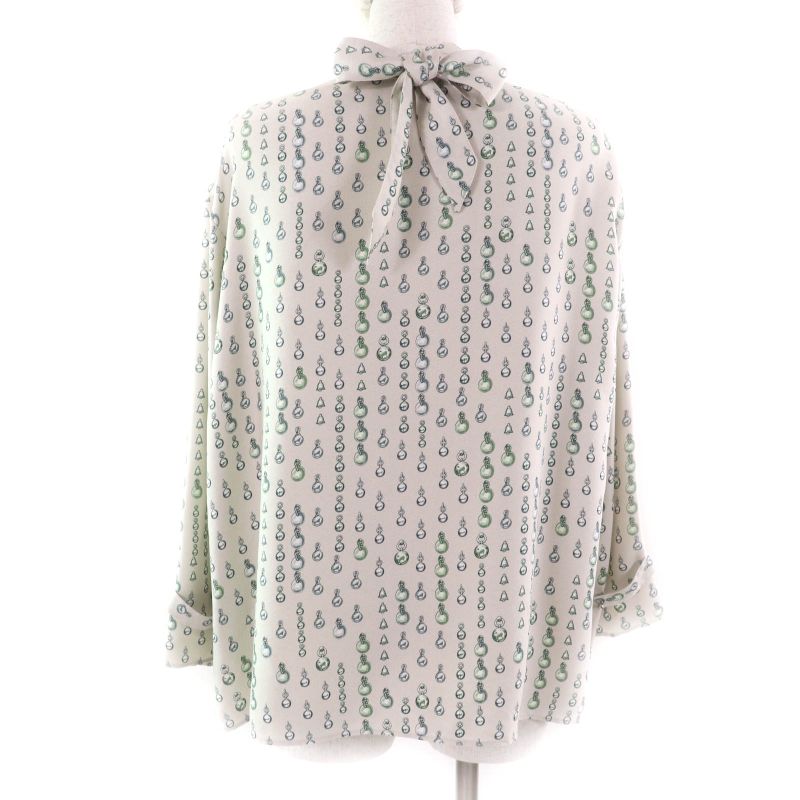 Hermes 22AW 2h0619dn 100% Silk Back Ribbon Total Pattern Long Sleeves Cut And