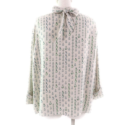 Hermes 22AW 2h0619dn 100% Silk Back Ribbon Total Pattern Long Sleeves Cut And