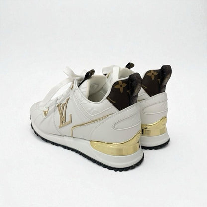 Louis Vuitton Run Away Line Monogram Sneakers Shoes Leather White Gold Brown