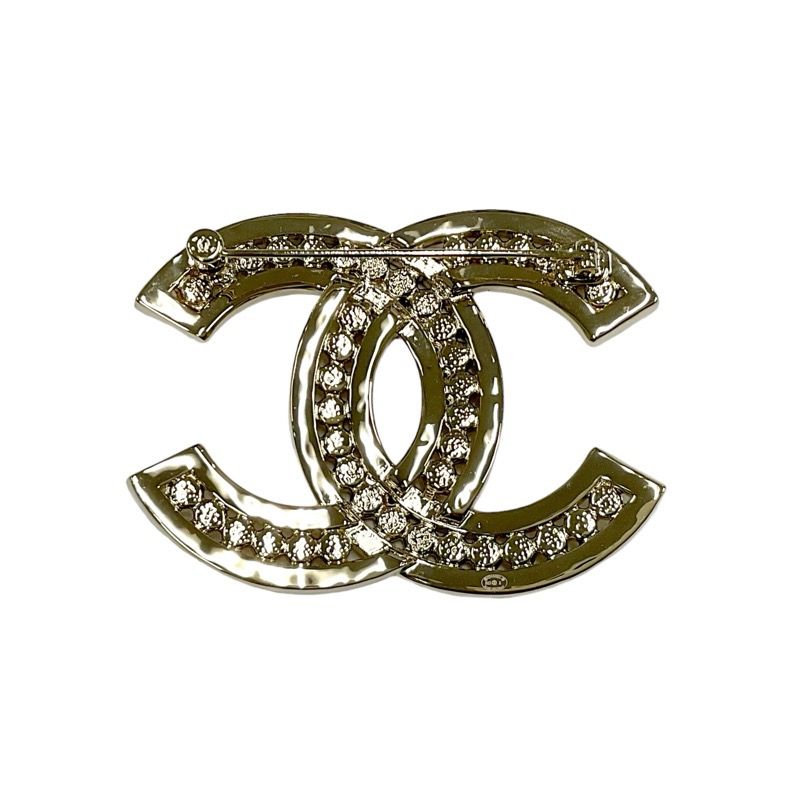 Chanel Brooch Corsage Gold Here Mark Rhinestone
