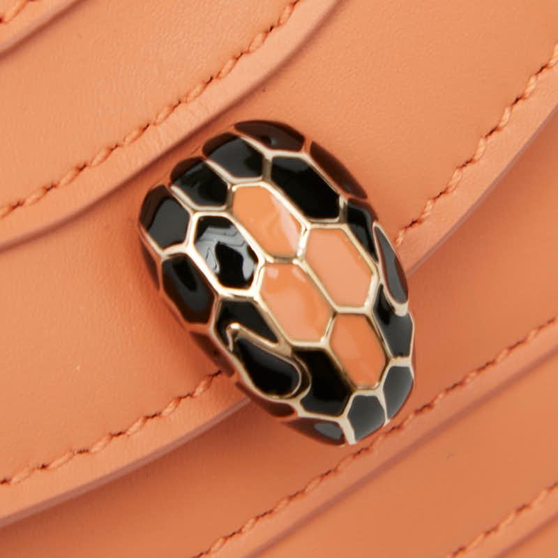 Bulgari Serpenti Forever Bag Charm Pouch Orange Leather Women's Bvlgari