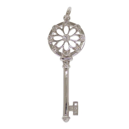 Tiffany & Co Floral Key Diamond Pendant Top 18k Gold