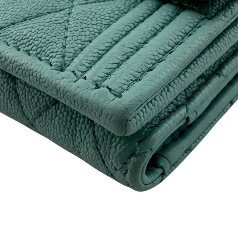 Chanel Boy Chanel Mint Trifold Wallet Branded Coin Purse Bill Blue Ladies