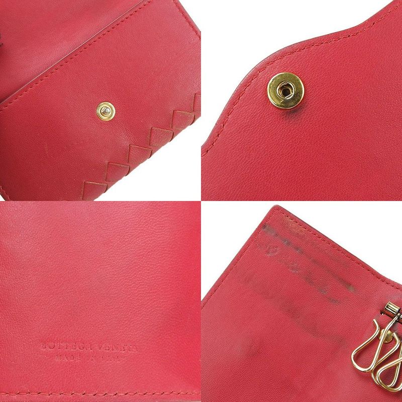 Bottega Veneta Key Case 6-stack Intrecciato Woven Red Leather Red Leather Small