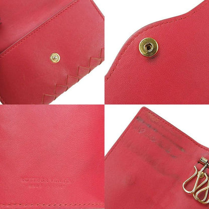 Bottega Veneta Key Case 6-stack Intrecciato Woven Red Leather Red Leather Small