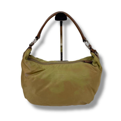 Prada One Shoulder Bag Triangle Logo Hobo Soho Khaki Brown Tessuto Nylon