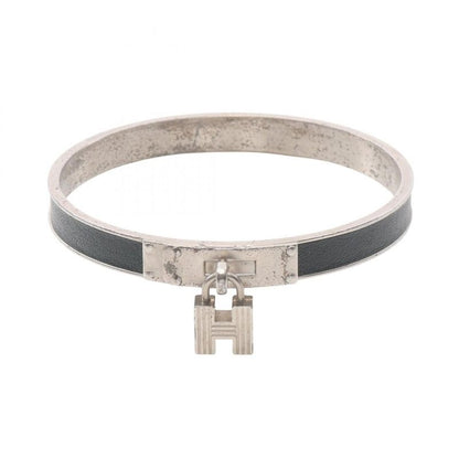 Hermes Bangle Kelly Black Stainless Steel Leather
