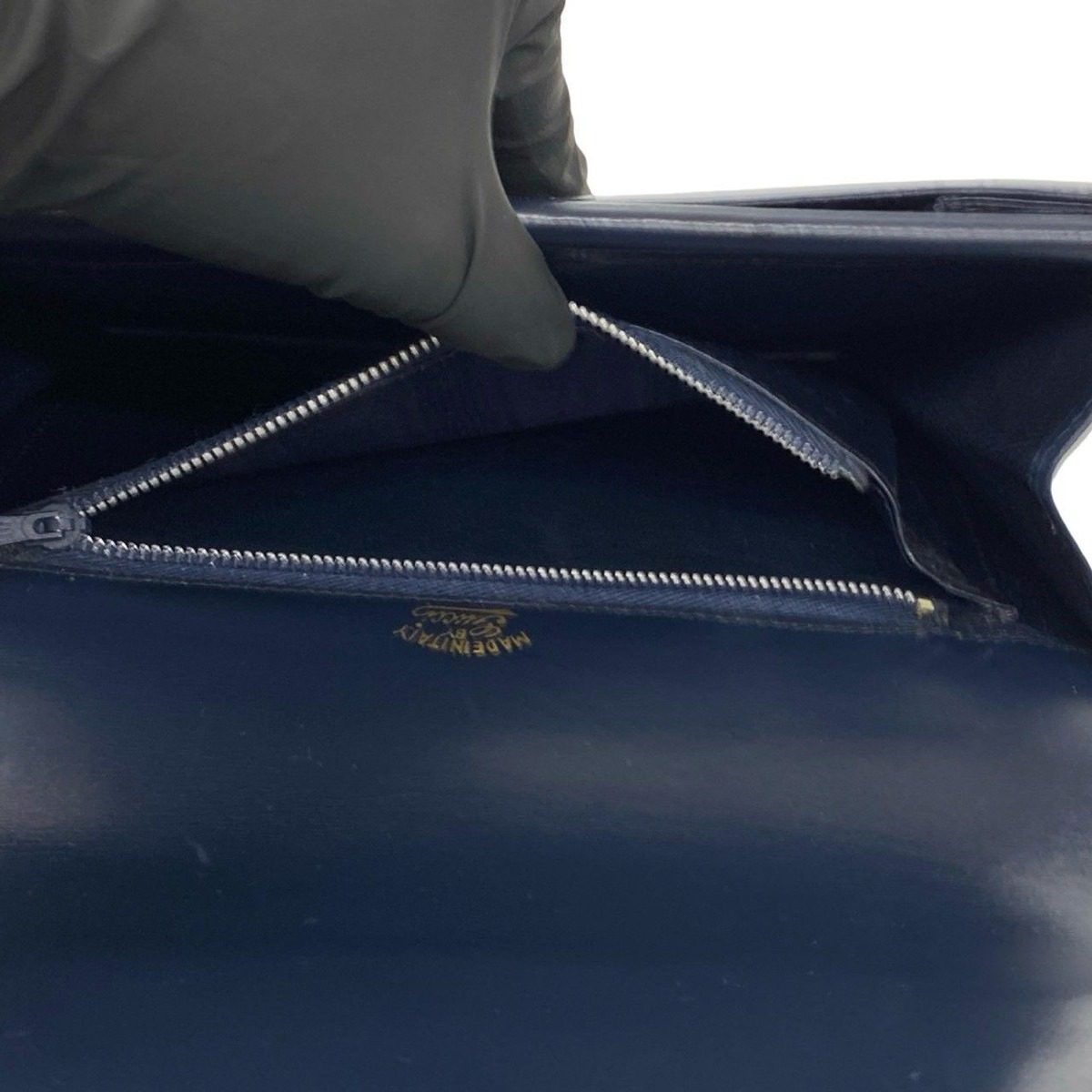 Gucci Vintage Sherry Line Horsebit Leather Shoulder Bag Navy — view 10