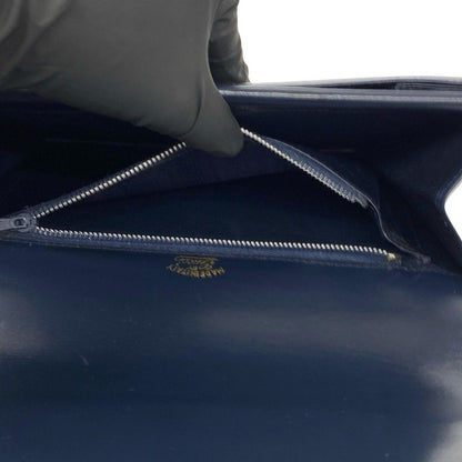 Gucci Vintage Sherry Line Horsebit Leather Shoulder Bag Navy — view 10