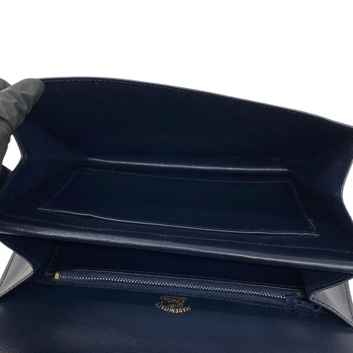 Gucci Vintage Sherry Line Horsebit Leather Shoulder Bag Navy — view 9
