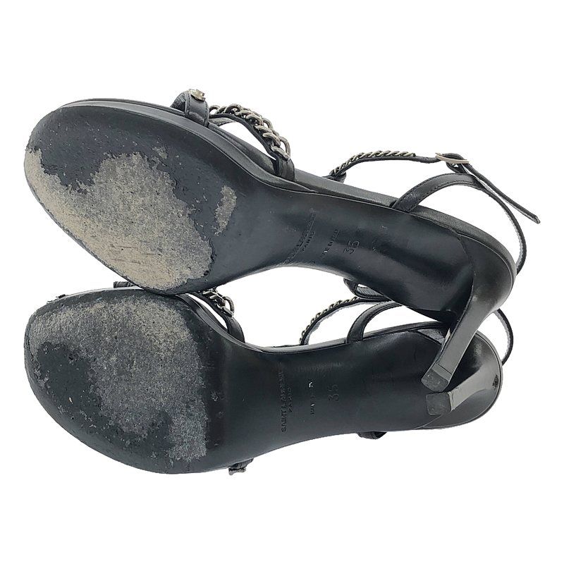 Saint Laurent Paris - Pearl Chain Strap High Heel Sandals - 35 - Black - Women's