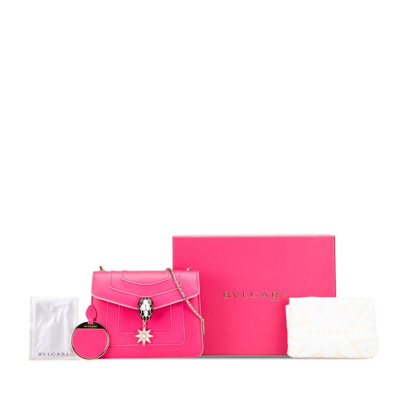 Bulgari Serpenti Forever Chain Shoulder Bag Pink Leather Women Bvlgari
