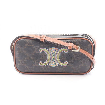 Celine Shoulder Bag Cuille Triomphe Mini Camera Black Brown Multi