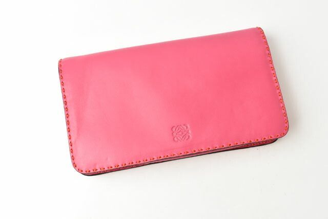 Loewe Clutch Bag Second Bag Loewe Clutch Pouch Lamb Leather Anagram Fuchsia
