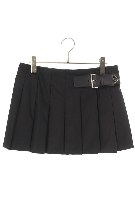 Prada 21h922 Triangle Logo Plate Linylon Skirt Women 36