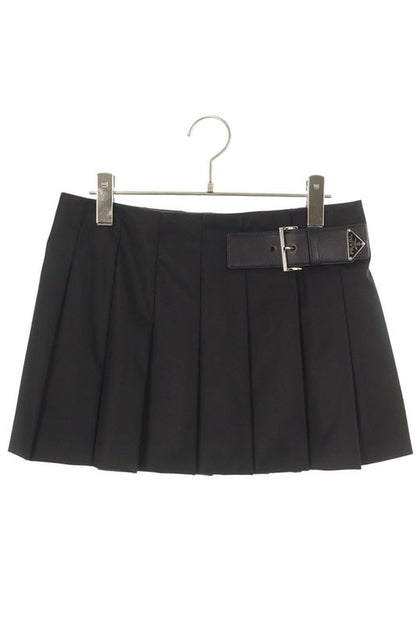 Prada 21h922 Triangle Logo Plate Linylon Skirt Women 36