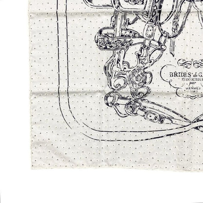 Hermes Silk Scarf Carré 70 Brides de Gala H983529s 25 Blanc Noir Black White