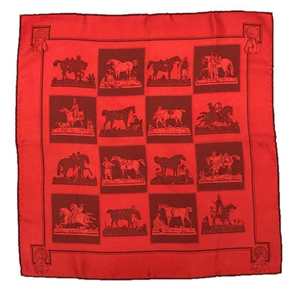 Hermes Silk Scarf Carre Horsewear Red Pocket Chief