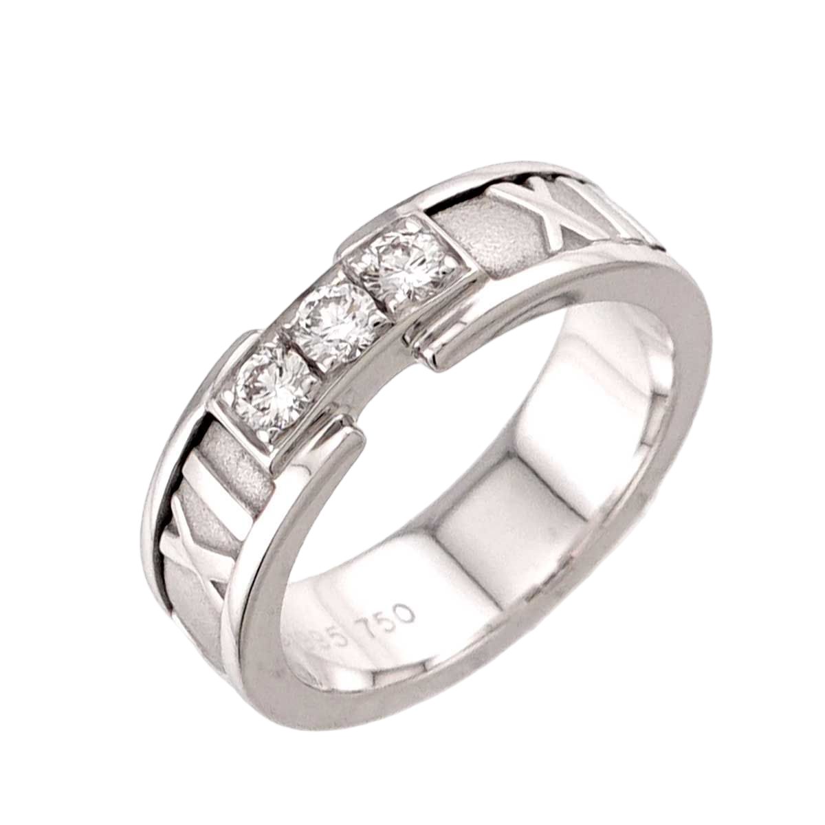 Tiffany & Co Atlas Ring Diamond 18k WG White Gold 750