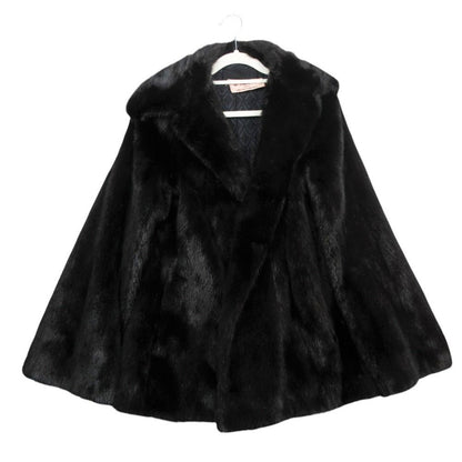 Fendi Mink Real Fur Half Coat Logo Allover Pattern Lining Black