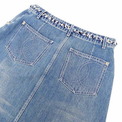 Chanel Denim Skirt P79895 Size 36 Blue Gdhardware Coco Mark Women's