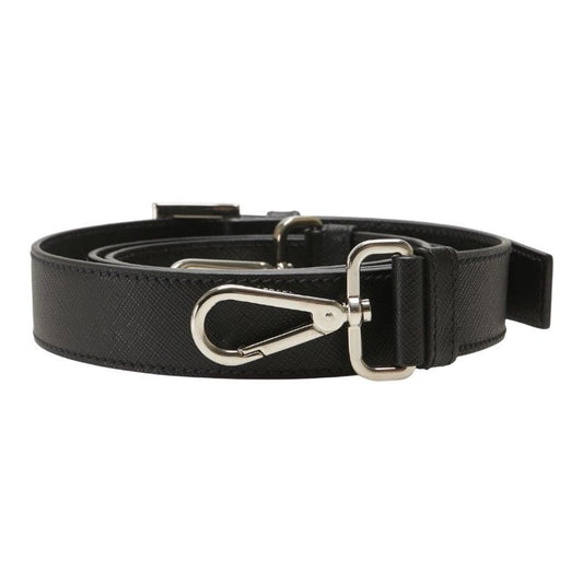 Prada Logo Black Saffiano Leather Belt