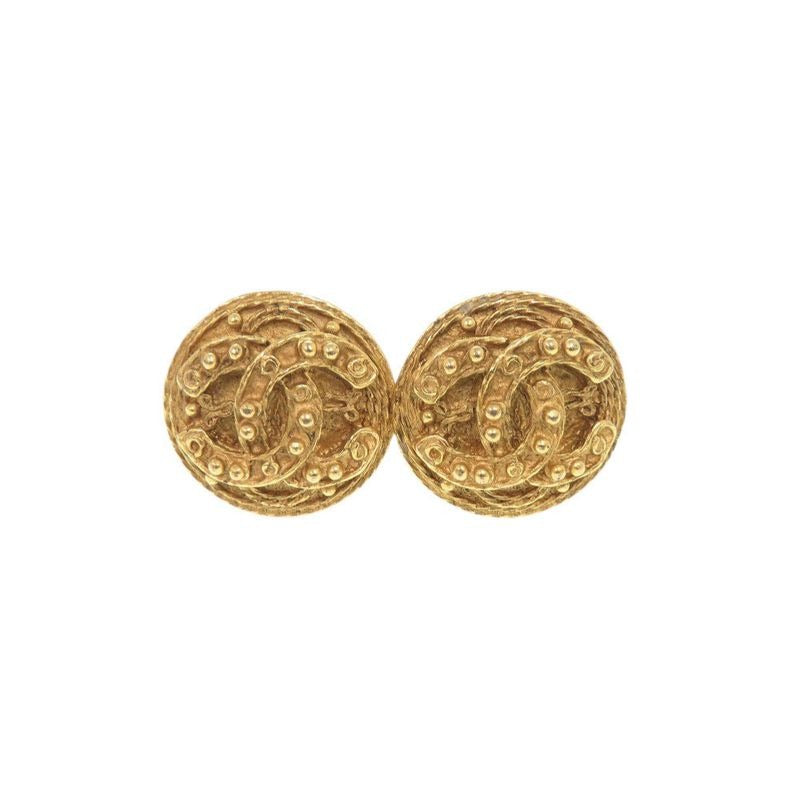 Chanel Coco Mark Metal Gold Earrings 0079