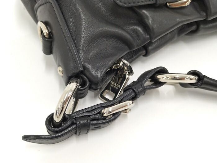Prada One Shoulder Bag Leather Black Br3795