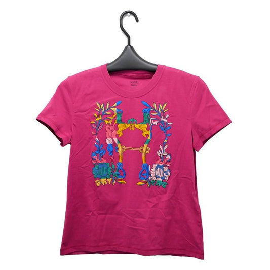 Hermes Short Sleeve T-Shirt Della Cavalleria Rouge Magnolia Size 36