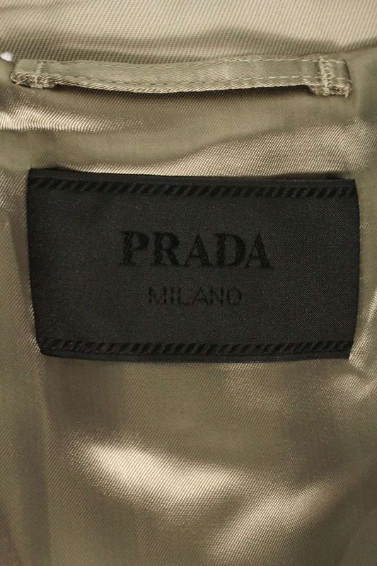 Prada Sgc473 Wool Trench Coat With Belted Triangle Felt Patch Men's 46