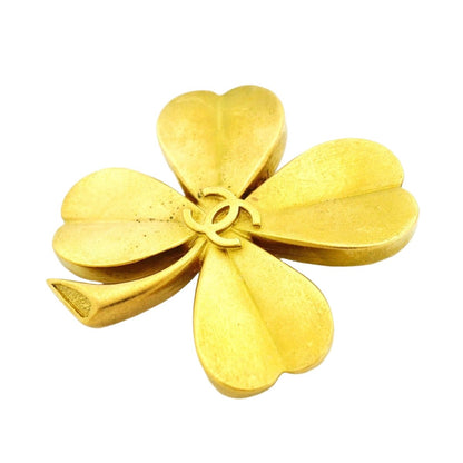 Chanel Brooch Vintage CC Logo Clover Motif Gold Plated — view 2