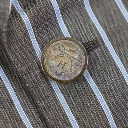 Hermes Silk Lining Striped Pattern Single Jacket Tailored Brown Blue 46 — view 10